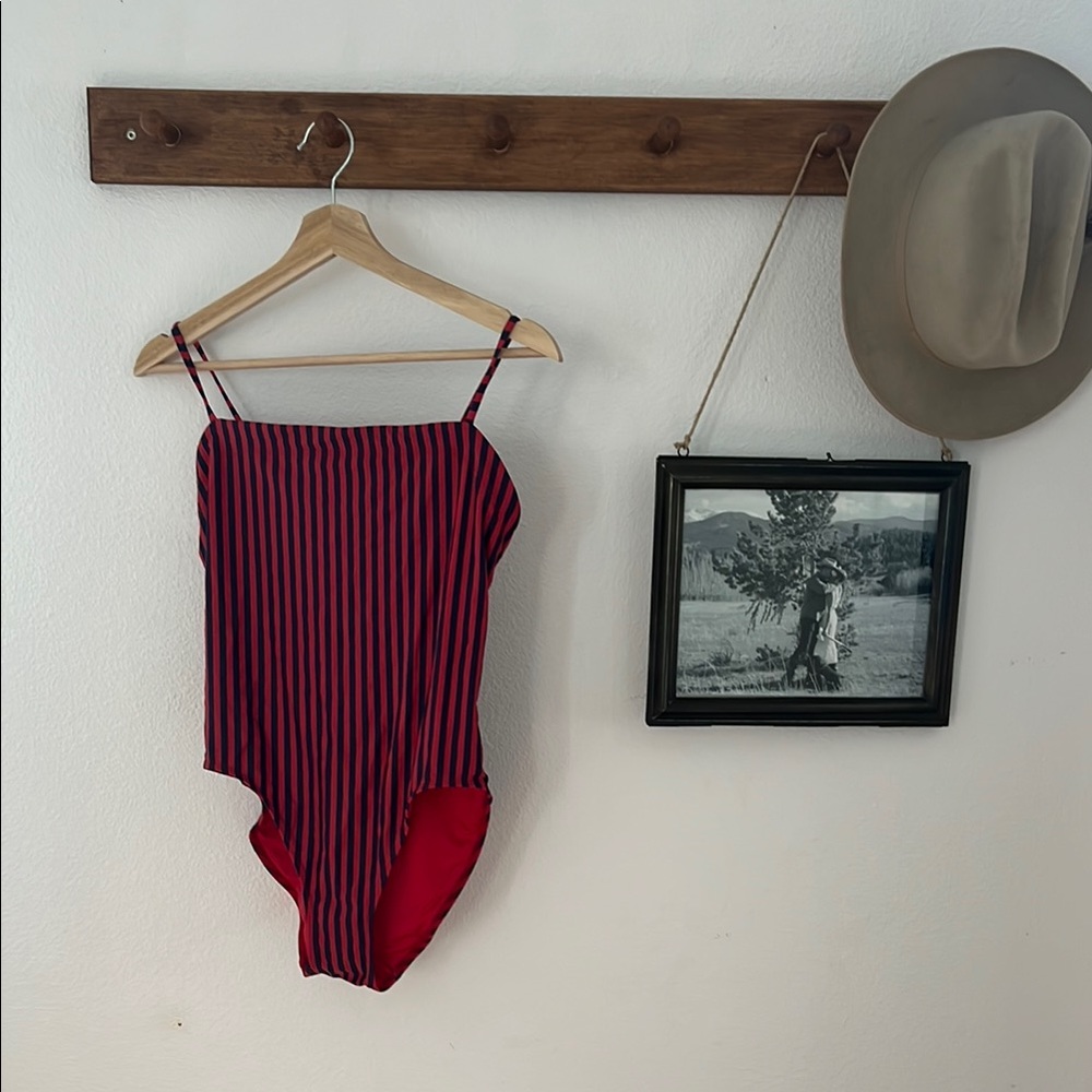 Striped Red and Blue One Piece Swimsuit
